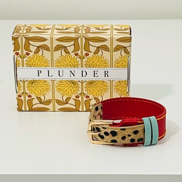 New Plunder “Brooke” Leopard Print Leather Bracelet - Picture 2 of 6